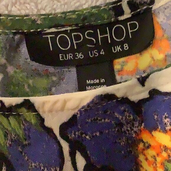 Top Shop Cold Shoulder Open Back Cream, Purple & Orange Blouse. Size 4 - Picture 3 of 4